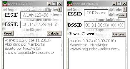 Sacar las Claves WEP/WPA por defecto