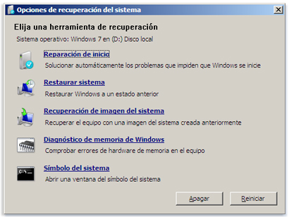 Inicio de recuperacion windows 7 bootmgr