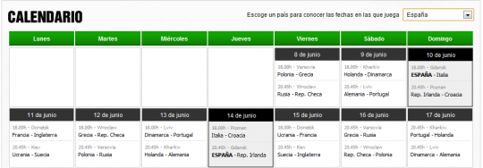 Calendario Eurocopa 2012