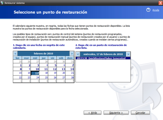 ultimo punto de restauracion creado