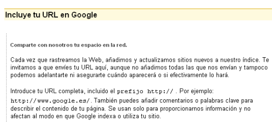 Incluye en Google tu web