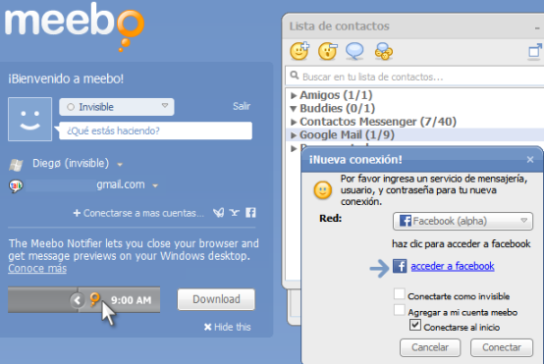 Messenger online, Facebook Chat … desde Meebo