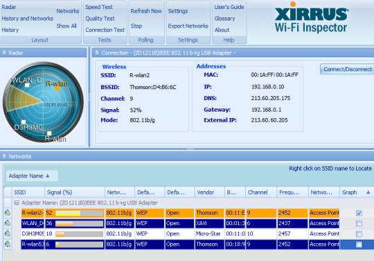 Radar para redes WiFi Xirrus Inspector