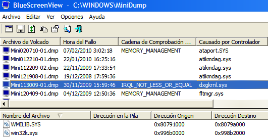 Significado de pantallazos azules en Windows 