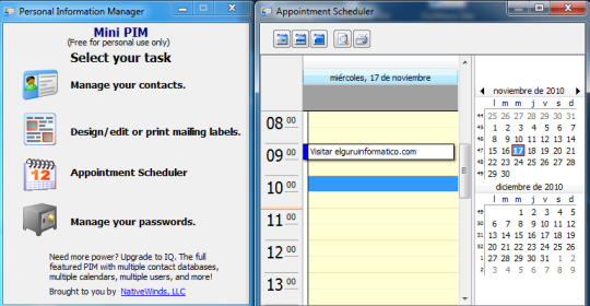 Agenda para el USB