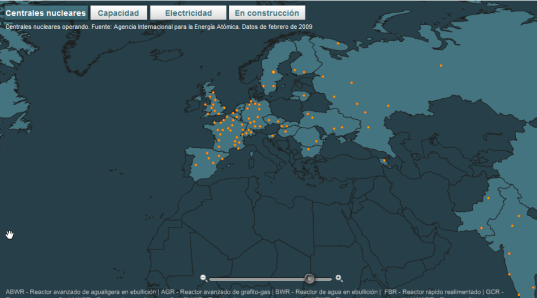 Mapa de las centrales nucleares por el mundo