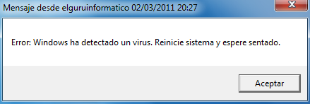 Ejecutar mensaje falso de error en Windows