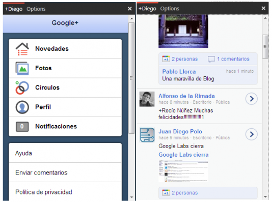 Google Plus desde el escritorio