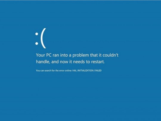 El pantallazo azul de Windows 8