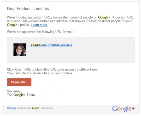 URL de perfil personalizada en Google Plus