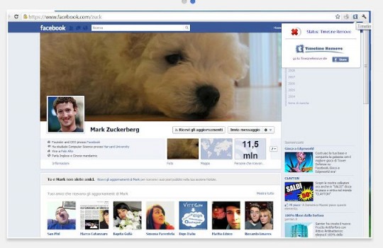 Desactivar el Timeline de Facebook en Google Chrome