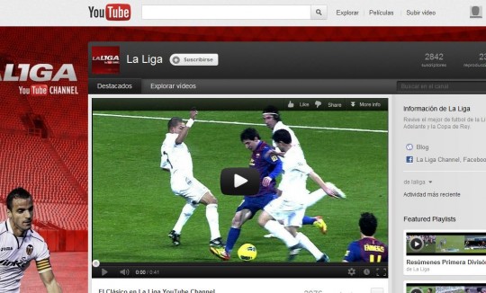 La Liga de Fútbol de España desde Youtube