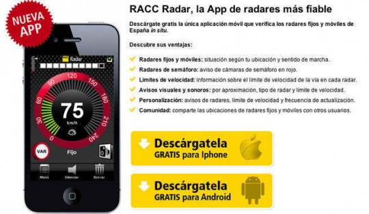 RACC Radar, y evita algunas multas.