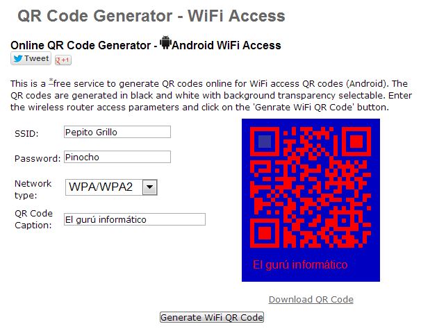 Convertir clave del WiFi en código QR
