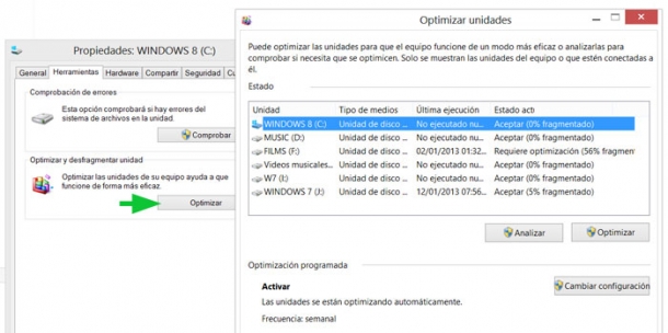 Aumentar el rendimiento del disco duro en Windows 8