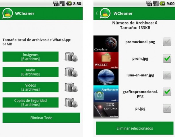 Limpiador de archivos para WhatsApp