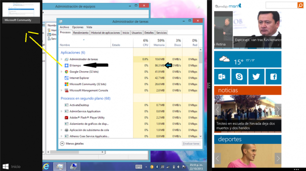 Administrador de tareas en Windows 8.1